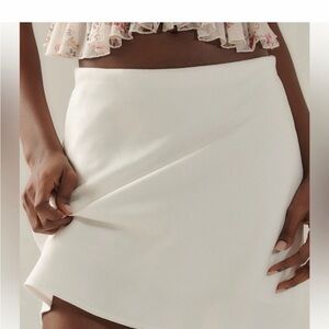 NWT Anthropologie Linen Cream Mini Skirt